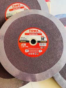 ไฟเบอร์ตัดเหล็ก TOWA แพคละ5แผ่น แผ่นตัดเหล็ก 14นิ้ว สีแดง ไฟเบอร์ แผ่นตัด เบอร์ทราย A36 355*3*25.4มิล ความเร็ว 3900รอบต่อนาที อย่างดี ทน หนา ไม่แตก