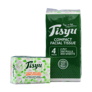 Tisyu Compact Facial Tissue 200-Pulls 2-ply (Pack of 4)