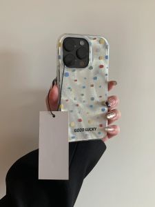 Colorful Polka Dot Foldable Soft Silicone Phone Case for Apple 15Promax 14Pro 13Promax New 16Folds Silver 12HighEnd 15Plus Womens Style Protective Cover