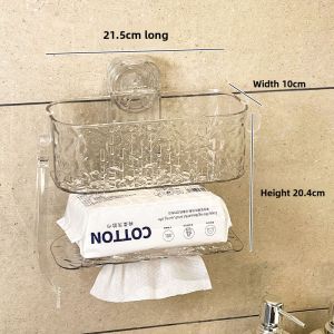 Cute Bathroom Suction Cup Discarded Face Towel Storage Box Wall-Mounted Face Wiping Towel Face Towel Storage Rack Secondary Storage Box
