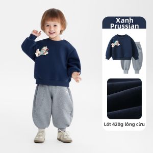 Bộ Áo Hoodie Cho Bé Trai Mùa Đông Ấm Áp Màu Đỏ Năm Mới