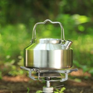 304 Stainless Steel Double-Handle Water Kettle 0.9L And 1.3L Portable Outdoor Camping Water Boiler for Hiking And Camping Trips