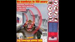 Virginex Ultrasonic Alarm Sensor Monkey Repellent Solar Sound & Light Siren Strobe Alarm Penghalau Monyet & tupai alat Sound Warning Light Motion Alarm Sensor Home Outdoor Security Siren Alarm alarm rumah 警报器 Repeller MonkeysbirdsWild boarscats