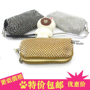Túi Xách Nữ Thời Trang Mới Có Khóa Kéo Hai Chiều Túi Đựng Tiền Xu Túi Điện Thoại Di Động Túi Xách Đeo Tay Bằng Đá Rhinestone