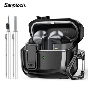 Sanptoch Tương Thích Với Samsung Galaxy Buds 3/3 Pro Trường Hợp Với khóa an toàn Clip & Bộ vệ sinh Đầy Đủ Cơ Thể Chống Sốc Ốp cứng Bảo Vệ Thiết Kế Cho Galaxy Buds 3 Pro Bìa Với Dây Buộc