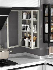 Wall Cabinet With Transparent Door Kitchen Wall Cabinet Condiment Jar Holder rak dapur gantung Hanging Kitchen Organizer