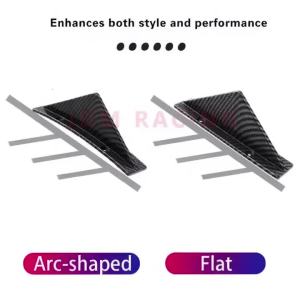 4pcs Universal Flat / Arc Rear Bumper Lip Diffuser Shark Fins Chin Bumper Protector Guard Cover for Auto Rear Trim Spoiler Black