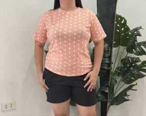 POLKA PRINT BASIC BLOUSE TOP TSHIRT FOR WOMEN FIT S TO XXL COTTON