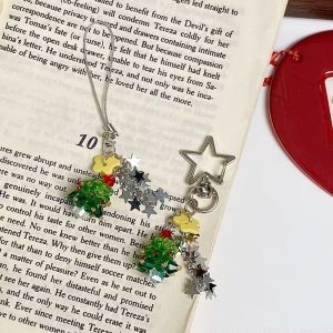 Christmas Tree & Star Button Chain Charm - Retro Y2K Keychain Cell Phone Strap Girly Bag Decoration〔YY26〕