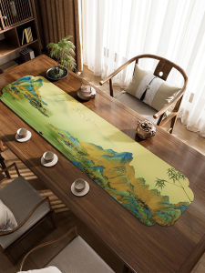 New Chinese Style Tea Table Mat Flag Waterproof Long Strip Tablecloth National Style Zen Tea Ceremony High End PVC Material