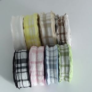 5yards/lot 25/40mm Polyester Plaid Pleat Wave Ribbon Fabric Lace Tape Band Trim For DIY Gift Wrapping Clothes Sewing Decoration