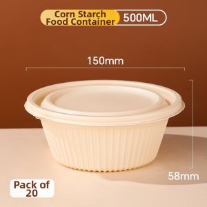 TAFUMAN | Disposable Thickened Food Grade Cornstarch Takeout Containers