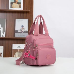 FLS Fashion Backpack for Women Handbag Sling Bag for Women 3 Purpose Bag Multiple Compartment Multi Pockets Waterproof High Quality Affordable Durable Bag for Girls with Free Monkey Keychain Casual Sling Bag Small Backpack for Women Washable Plain Bag COD