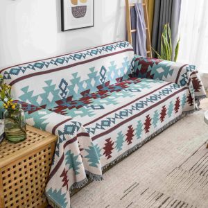 Retro American Style Sofa Cover Blanket Old Fashioned Couch Pad Living Room Bedroom Knitted Polyester Cotton Breathable