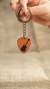 Personalized Wooden Guitar Pick KEYCHAIN| Personalized Name Logo Monogram | Something From Nothing