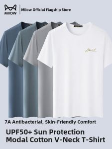 miiow | Cat Person Silk Luminous Cool Modal Round Neck Mens Short Sleeve Summer New Casual Ice Silk Half Sleeve T-shirt Trendy