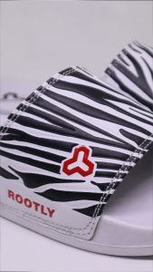 Rootly - Sandal Selop Pria Zebra Full White Terbaru Motif