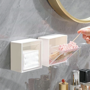 Hộp nhựa vuông dùng để đựng bông tẩy trang tăm bông xỉa răng thun cột tóc phụ kiện thiết kế mở dễ sử dụng LAZYL