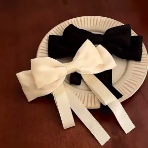 Kẹp tóc nơ nữ kẹp bấm nơ lớn vải lụa phối ruy băng dịu dàng PK124