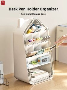 Desk Organizer Stationery Storage Box With Pen Holders