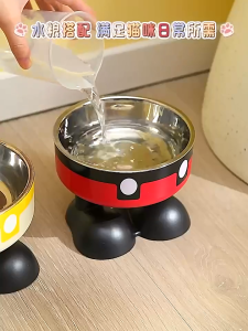 ชามข้าวสัตว์เลี้ยง ชามอาหารสัตว์เลี้ยง ชามแมว ชามสแตนเลส 2 ชั้น ถอดออกได้ ดีไซน์น่ารัก ปกป้องกระดูกคอแมวและสุนัข ป้องกันหก ป้องกันลื่น พร้อมส่ง