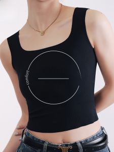 MiiOW | Áo vest dây màu đen cho nữ mùa hè không cần đeo ngực một mảnh có đệm ngực cổ vuông áo lót bên trong MiiOW Cat Person