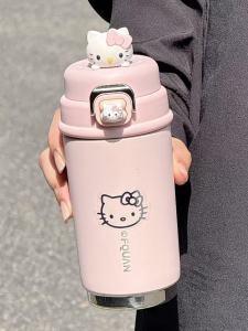 Hellokitty Cute Insulated Water Bottle Portable Straight Drinking Fruit Tea Cup for Girls High Aesthetic Value Student Tea Water Separation Cup