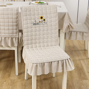 Modern Simple Style Dining Chair Cover Polyester Velvet Cotton Sandwich Anti-Slip Dining Table Cloth Set for Home Office Restaurant