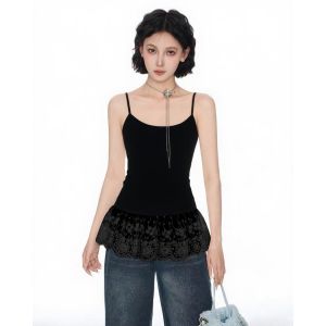 QIAOCHENXIAN | Spring Summer New Cotton Lace Hem Tank Top