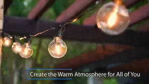 ไฟสตริง string lights G40 แสงอุ่น ไฟตกแต่ง ไฟสวน ไฟประดับกลางแจ้ง 7.6 เมตร 25 หลอด + 2 หลอดอะไหล่ ไฟปิงปอง