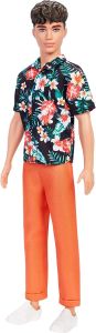 Barbie Ken Fashionistas Doll #184 with Brown Cropped Hair Hawaiian Shirt Orange Pants and White Deck Shoes HBV24