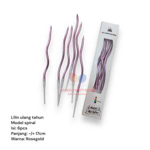 (ISI 6) Lilin Ultah Ulang Tahun Spiral Gold Silver MixMacaron Rosegold / Lilin Ulir Macaron / Lilin Metalik Lilin Spiral / Lilin Ulang Tahun / Lilin Cake / Lilin Kue tart