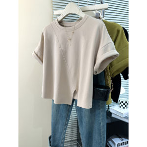 MISHANGYICHU | Summer Versatile Loose Cotton T-shirt with Asymmetrical Hem