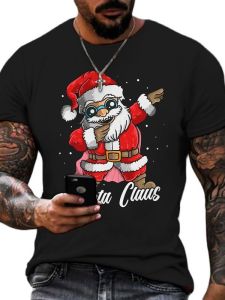 เสื้อยืดแขนสั้นพิมพ์ 3D คริสต์มาส ทรงหลวม ผ้าฝ้ายระบายอากาศได้ดี ทรงปกติ สำหรับผู้ชาย ฤดูร้อน 2023