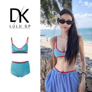 Blue Strapless Bikini Swimsuit Womens Holiday Cover-Up Swimwear Tight Shorts Separate Swimwear DK LULU Brand
