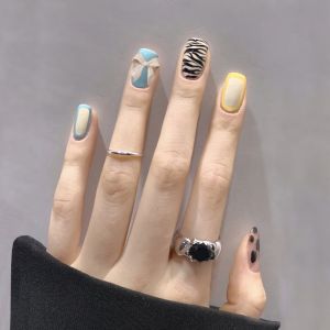 24 pcs/Box 3D Fake Nails Set with Glue/Kuku Palsu/DIY Fake Nail