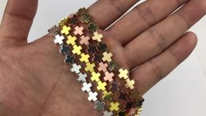 JHNBY Gold Color Jesus Cross Hematite Natural Stone 8mm 46pcs Spacer Loose Beads For Jewelry bracelets Making Diy Accessories