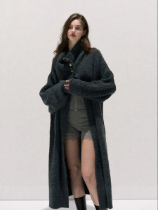 OAKMOO | Áo Cardigan Len Dài Cổ Lớn