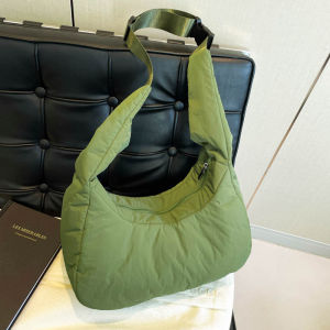 กระเป๋าสะพายข้างผู้หญิงแบบลำลอง ความจุขนาดใหญ่ กระเป๋าสตางค์ทรงหม้อหุงข้าวแบบเรียบง่าย น้ำหนักเบา กระเป๋าสะพายข้างแบบสะพายข้าง กระเป๋าถือแบบพับได้ กระเป๋าผ้าฝ้าย