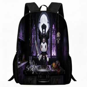 Sanrio | Kids Bag Gothic Cartoon Character Print Backpack Dark Castle Kitchen Background Design Adjustable Lightweight Breathable School