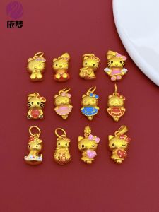 สร้อยคอเลื่อมสีทอง ตัวแมว KT ปมผีเสื้อ เครื่องรางนำโชค ลูกปัดเล็ก สร้อยข้อมือ DIY อุปกรณ์เครื่องประดับ เครื่องประดับแฟชั่น