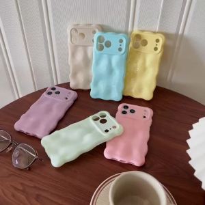 Glossy 3D Bubble Curly Edge Texture Phone Case For iPhone 17 Pro Max 16 15 14 13 Pro Max 12 11 Soft Silicone Shockproof Cover