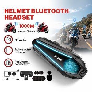 S7PRO Bluetooth Motorcycle Intercom Helmet Headset Waterproof With FM Noise Cancellation Headset