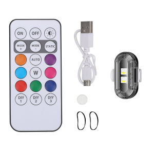 1/2/4pcs Wireless Remote LED Strobe Light RGB Warning Flash Light Indicator Light USB Rechargeable for Motorcycle Car Bike