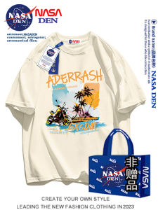 NASA Joint Name Summer Heavy Weight Pure Cotton Short Sleeve T-Shirt Men and Women Couple Casual Loose Half Sleeve American Couple