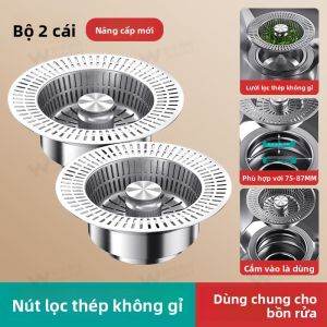WONREFACT | Bộ Lọc Rọ Thoát Nước Bồn Rửa Bằng Inox Có Nắp Đậy Kín