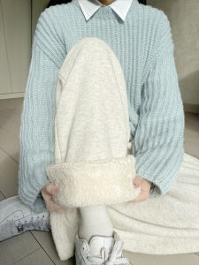 Extra Thick Lamb Velvet Sports Pants Womens Winter Warm Slimming Casual Trousers High Waist Straight Leg Polyester Cotton Blend