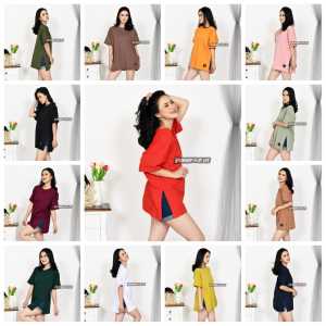Oversize T-Shirt with Slit Premium Cotton 24s - Kaos Oversize Wanita Belah Pinggir - Belah Samping