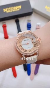 Mooney Jam Tangan Analog Wanita A1 Bola Mata Diamond Romawi Fashion Korea Quartz