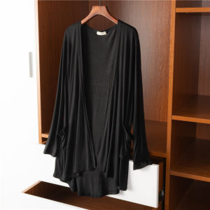 เสื้อคาร์ดิแกนแขนยาวบางแบบโมดอลสำหรับผู้หญิงในช่วงฤดูร้อน เสื้อคลุมกันแดดแบบยาวปานกลาง เสื้อคลุมกันหนาวแบบอเนกประสงค์ไซส์ใหญ่ แขนยาว คอตั้ง ปกติ